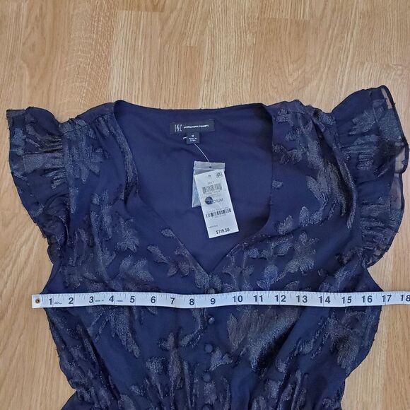 INC Ruffled Button-Front Midi Dress in Navy. - Picture 10 of 14